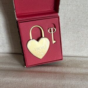 Dior Gold Heart Lock and Key Set